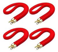 4Pack Red Stanchion Ropes 13m Adjustable Barrier Cords with Hooks Ideal for Events Cinemas Hotels Grand Openings and Parties