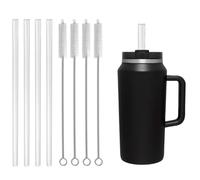 4Pack Replacement Straw for Stanley 64oz Tumbler,Extra Long Straw Cleaner Brush for Stanley Quencher H2.0 FlowState Stainless Steel Vacuum Insulated Tumbler