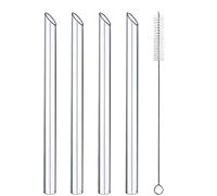 4Pack Reusable Glass Drinking Straws Wide Boba Straws Fat 20CM Smoothie/Bubble Tea/Milkshakes Glass Straws with Cleaning Brush