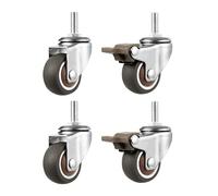 4Pack Silent Rubber Furniture Casters 1.5 Inch Universal Wheels with 2 Brakes M6 M8 M10 Compatible HeavyDuty Rolling Swivel Wheels for Home Use