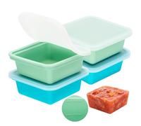 4Pack Silicone Freezer Tray for Soup Ice Cubes: 2-Cup Freezing Trays with Lid for Meal Prep - Silicon Soup Portion Freeze Tray Make Stock Souped Ice Cube