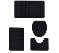 4Pack Soft NonSlip Bathroom Rugs Absorbent Modern Washable Mats for Toilet and Bidet Black Bath Mats Set Plush Bathroom Decor