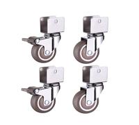 4Pack Soft Rubber Furniture Casters with Brake HeavyDuty Swivel Wheels for Cabinets EasyMove Furniture Hardware (N03 18mm)