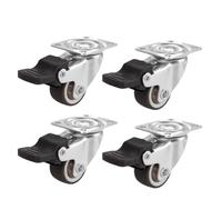 4Pack Soft Rubber Swivel Caster Wheels 1.27cm Furniture Casters for Platform Trolleys Chair Accessories Universal 2.5cm Wheels with Brake