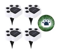 4Pack Solar Paw Print Lights Cold White Solar Pathway Lights, Dog Paw Solar Stairs Lights Landscape Path Lights Solar Step Lights for Garden, Cat Paw Animal Footprint Cemetery Solar Lights