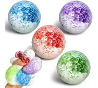 4Pack Squishy Fidget Toys,Ice Stripe Stress Balls for Adults Stress Relief