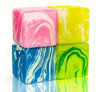 4Pack Squishy Fidget Toys Stress Cube, High-Density Stress Relief Cubes with Malt Sugar Filling, Solid Ice Cube Sensory Toys for Anxiety & Autism Relief, Squeeze Balls for Adults & Kids