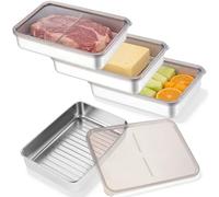 4Pack Stainless Steel Food Storage Containers with Lids, 800ml Stackable Fridge Bacon Storage Box, Reusable Cold Meat Container Meal Prep Deli Meat Containers for Pasta Celery Cheese Dishwasher Safe