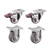 4Pack Swivel Casters 12 Inch Soft Rubber Wheels Universal Replacement for Platform Carts 2 with Brake 2 Fixed Durable Caster Wheel Accessories (1.5 Inch)