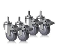 4Pack Swivel Casters 2.5" 3" 4" with M12 x 25mm Threaded Stem Locking Wheels for Carts Furniture WorkbenchDurable & Reliable!
