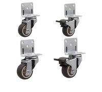 4Pack Swivel Casters HeavyDuty Quiet Furniture Wheels for Tables Chairs & Sofas 1.5 Inch with Safety Brakes (2 Active 2 Brake) Universal Trolley Wheels