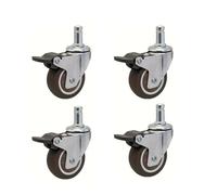 4Pack Swivel Casters with Insertion Rod 1.5Inch Universal Wheels for Furniture Trolleys Workbenches Shopping Carts 4 Brakes for Enhanced Stability
