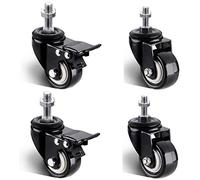 4Pack Swivel Rubber Castor Wheels with Brake Silent HeavyDuty Casters for Workbench Easy Installation with M10 Threaded Rod Smooth Rotation & Stability