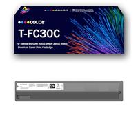 4Pack T-FC30C High Yield Toner TFC30C Ink Cartridge Compatible Replacement with To-shiba E-STUDIO 2051C 2050C 2551C 2550C Printer, BK/C/M/Y, With Chip, Can Add Ink,Black-Small Yield