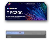 4Pack T-FC30C High Yield Toner TFC30C Ink Cartridge Compatible Replacement with To-shiba E-STUDIO 2051C 2050C 2551C 2550C Printer, BK/C/M/Y, With Chip, Can Add Ink,Cyan-Small Yield