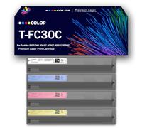4Pack T-FC30C High Yield Toner TFC30C Ink Cartridge Compatible Replacement with Toshiba E-STUDIO 2051C 2050C 2551C 2550C Printer, BK/C/M/Y, With Chip, Can Add Ink,4Color-Small Yield