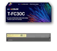 4Pack T-FC30C High Yield Toner TFC30C Ink Cartridge Compatible Replacement with Toshiba E-STUDIO 2051C 2050C 2551C 2550C Printer, BK/C/M/Y, With Chip, Can Add Ink,Yellow-Small Yield