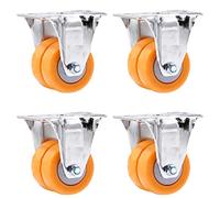 4Pack TPE Swivel Casters with Top Plate 360° Rotation Silent Double Wheels for Furniture Metal Base Yellow HeavyDuty Mobility Solutions