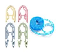 4Pack Travel Hanger Clothes and Portable Clothes Line, Portable Folding Hanger and Windproof Non-slip Clothesline Outdoor, Camping Portable Washing Line for Outside