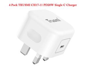 4Pack Trusmi USB-C 20W Fast Charger PD Wall Plug for iPhone iPad Samsung Android