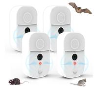 4Pack Ultrasonic Bat Repellent Deterrent Devices for Attic, Upgraded Bat Repellent for Indoor Use, Plug in Bat Deterrent System Bats Keep Away for Home, Friendly to Human & Pet