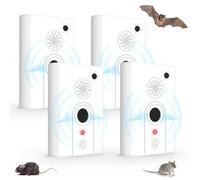 4Pack Upgraded Bat Repellent Deterrent Devices for Attic, Ultrasonic Bat Repellent for Indoor Use, Plug in Bat Deterrent System Bats Keep Away for Home, Friendly to Pet & Human