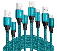 4Pack USB C Charger Cable 1M+1M+1M+1M Type C Charger Cable Fast Charging 3A Nylon Braided USB C Cable for iPhone 15 Plus Pro Max, Samsung Galaxy S24/S23/S22, Huawei P40/P30, Google Pixel (Green)