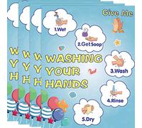 4Pack Washing Your Hands Poster, Tear-Resistant and Water-Resistant Hand Washing Signs for Kids, 14×11 Inch Give Your Hands Poster for Classroom, How to Wash Your Hands Instruction Posters