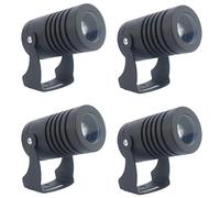 4Pack Waterproof 180° Adjustable LED SpotlightsNarrow Beam Outdoor Projector AC/DC 12/24V IP65 Warm White for Exterior Walls & Gardens