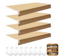 4Pack Wire Shelf Covers with 2" Raised Ed (31"x9") Wood Grain PVC Liners for Pantry Closet & Kitchen nizat Easy to Clean AntiSlip Design