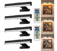 4Pack Wireless Picture Light with Remote,Battery Operated Wall Sconces for Wall Decor,3 Color Timer&Dimmable Paintings Light LED Art Display Light Picture Frame Light for Artwork Posters Gallery-Black