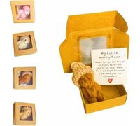 4Pack Worry Bear in a Box,Worry Bear,Handmade Mini Plush Bears,Emotional Support Plush Positive for Christmas and Valentine's Day & Mother's Day,Decoration for Lovers and Friends (Coffee)