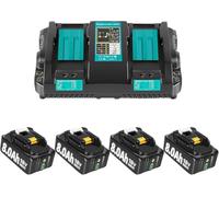 4Packs 8.0Ah Replacement for Makita 18V Batteries + 6A Dual Port Charger