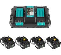 4Packs 8.0Ah Replacement for Makita 18V Batteries + 6A Dual Port Charger | Compatible with Makita Battery BL1860 BL1850 BL1830 BL184018volt Batteries and DC18RD DC18RC DC18RCT DC18SF Charger