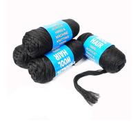 4Packs Brazilian Wool Hair for Braids 100% Brazilian Wool Hair Acrylic Yarn for African Braids/Spring Twist/Faux Locs/Box Braids/Wraps with Crochet Hook (4, 1B#)