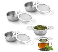 4Packs Small Fine Mesh Tea Strainers with Bowl, Stainless Steel Loose Tea Infusers Strainers 7 cm Diameter Tea Filter with Double Wing Extender Ideal for Loose Tea Juice Coffee Filter