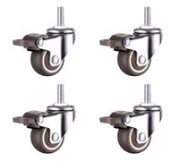 4PackSwivel Caster Wheels with Brakes 360° Rotating Dolly Wheels M6/M8/M10 Threaded Stem Rollers 2Inch Industrial Replacement for Furniture and DIY Projects