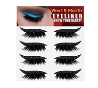 4Pair Stickers Eyeliner Reusable And Eyeliner Eyelashes Eyelash Eyelash Eyeliner 1Reusable Stickers IN 2 Table Stand (Black, One Size)