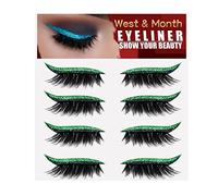 4Pair Stickers Eyeliner Reusable And Eyeliner Eyelashes Eyelash Eyelash Eyeliner 1Reusable Stickers IN 2 Table Stand (Green, One Size)