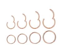 4Pairs 18g Surgical Stainless Steel Sleeper Cartilage Daith Tiny Small Hoop Earrings Mini Septum Hinged Clicker Nose Ring for Women Men Helix Tragus Huggie Hoops Body Piercings Jewelry Hypoallergenic