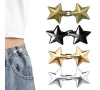 4Pairs Adjustable No Sewing Required Star Buttons, Metal Stars Jean Buttons for Loose Jeans Reusable Pentagram Pant Waist Tightener Button Pins for Pants Skirts Sleeves Sweaters Clothing Accessories