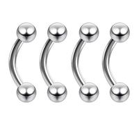 4pc 14g 1.6mm Curved J-Curve Barbell Vertical Labret Bar Surgical Steel Cartilage Bar Earrings Piercing Jewellery 8mm