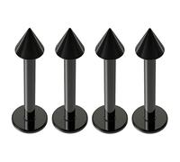 4pc 14g 1.6mm Labret Bar Studs Anodized Black Hypoallergenic Lip Rings Set 14 Guage Piercing Jewellery 8mm