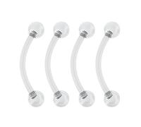 4pc 16g 1.2mm Clear Eyebrow Barbell Tragus Ear Ring 16 Gauge 8mm Curved J-Curve Bars Nipple Piercing Retainer Keeper