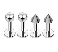 4pc 16g 1.2mm Labret Bar Studs Surgical Stainless Steel Spike Lip Rings Set 14 Guage Piercing Jewellery 6mm