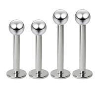 4pc 18g 1mm Labret Bar Surgical Stainless Steel 8mm & 10mm Monroe Studs Lip Rings Piercing Jewellery