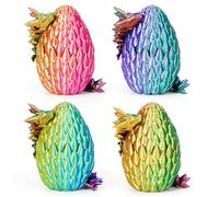 4PC 3D Printed Mini Dragon in Egg - Crystal Fidget Toy With Full Articulated Dragon Inside - Mystery Egg (C)
