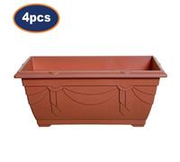 4Pc 40Cm Window Box Planter Plastic Venetian Flower Pot Terracotta Garden Basket
