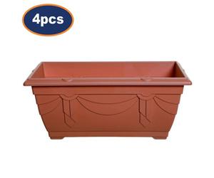4Pc 40Cm Window Box Planter Plastic Venetian Flower Pot Terracotta Garden Basket