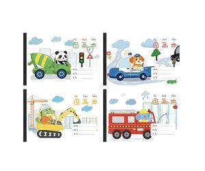4PC-A4 Thickened Cartoon Painting Graffiti Art Book-Animal Engineering Vehicle
